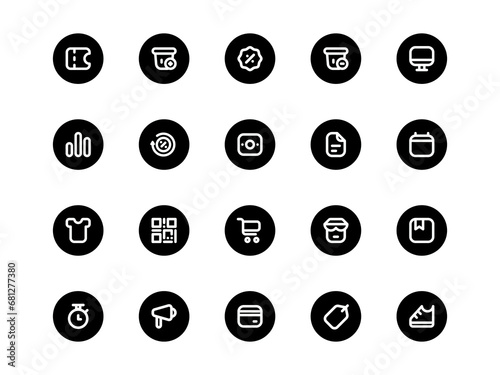 Black Friday Icon Pack Circular Outline Style. E-Commerce Icons Collection Perfect for Websites, Landing Pages, Mobile Apps, and Presentations. Suitable for User Interface or User Experience UI UX.
