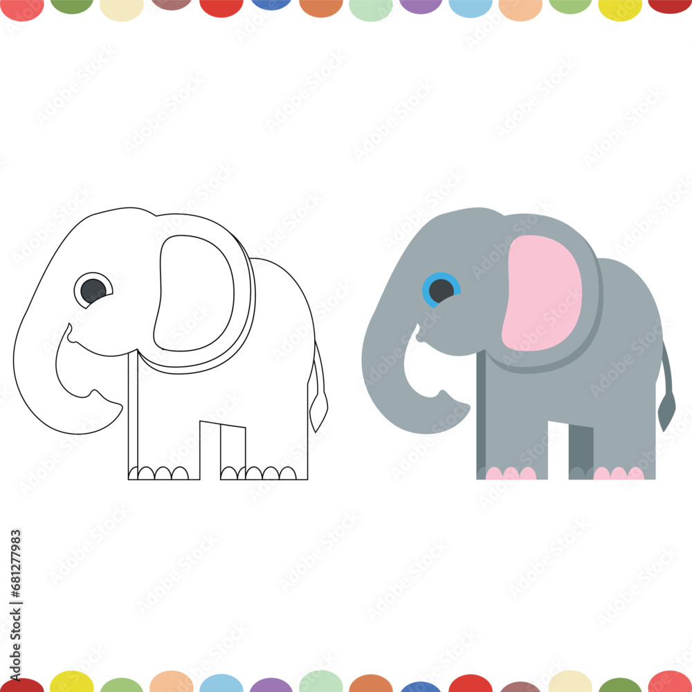 vector cute elephant cartoon coloring pages for kids