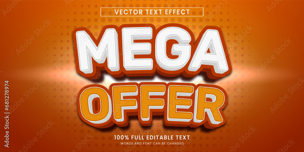 Obraz premium Vector design editable text effect, mega offer text style