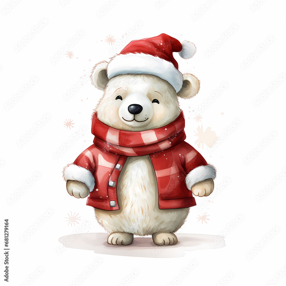 Polar Bear using Santa Claus suit.
