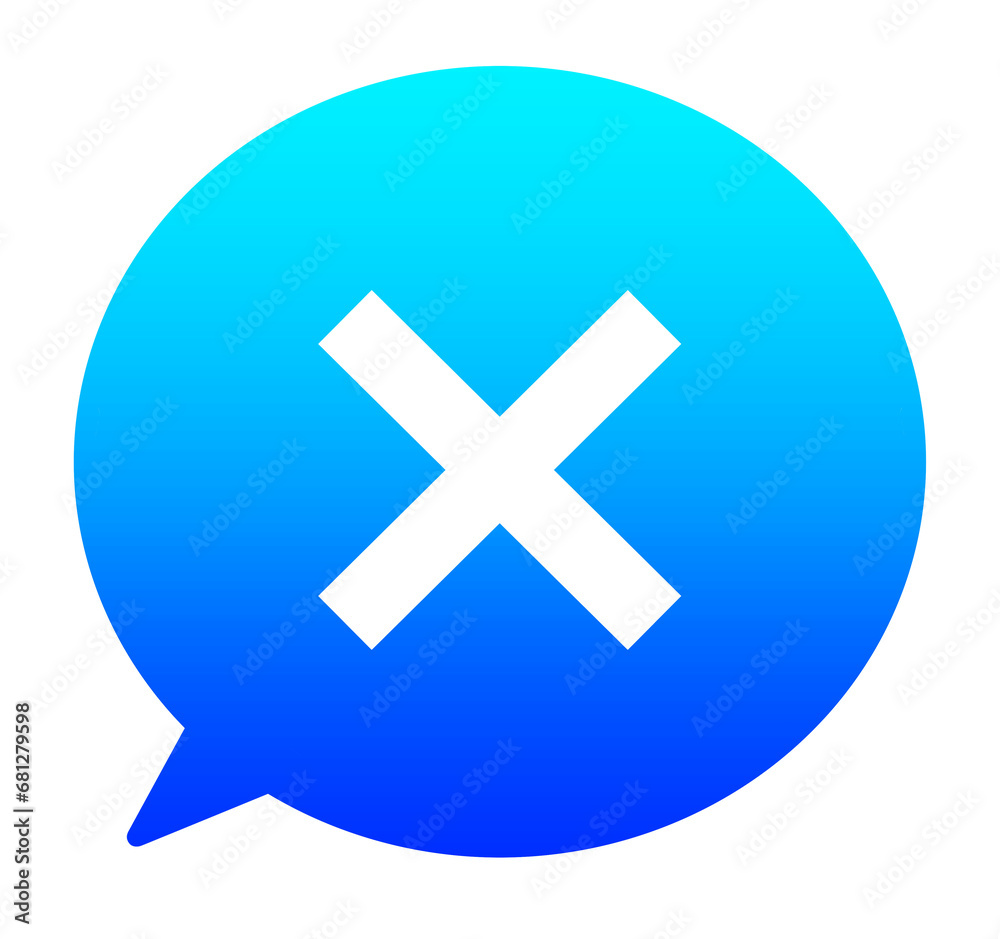 Obraz premium 青いグラデーションのバツマークと吹き出し 