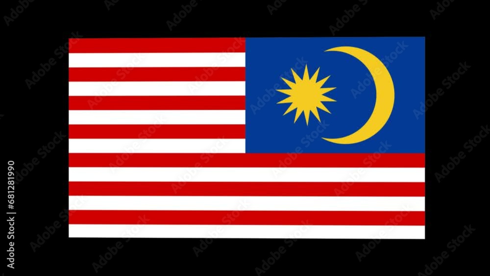 マレーシアの国旗が回転します。背景はアルファチャンネル(透明)です。 マレーシアの国旗が回転します。背景はアルファチャンネル(透明)です。