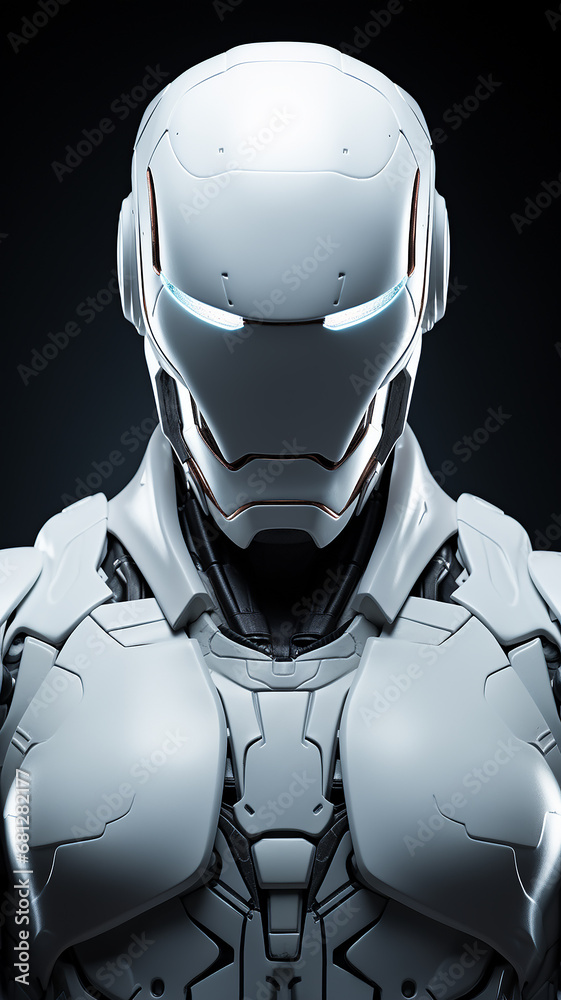 vertical, mail robot cyborg on a white background, man portrait head, fictional abstract character vertical, mail robot cyborg on a white background, man portrait head, fictional abstract character