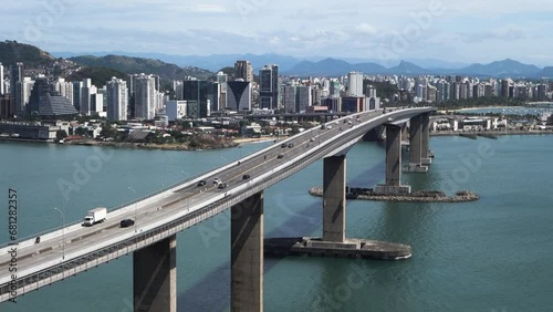 static shot of the Third bridge in Vitoria, connecting to Vila Velha, in Espirito Santo, Brazil. Panoramic photo