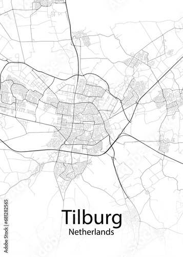 Tilburg Netherlands minimalist map