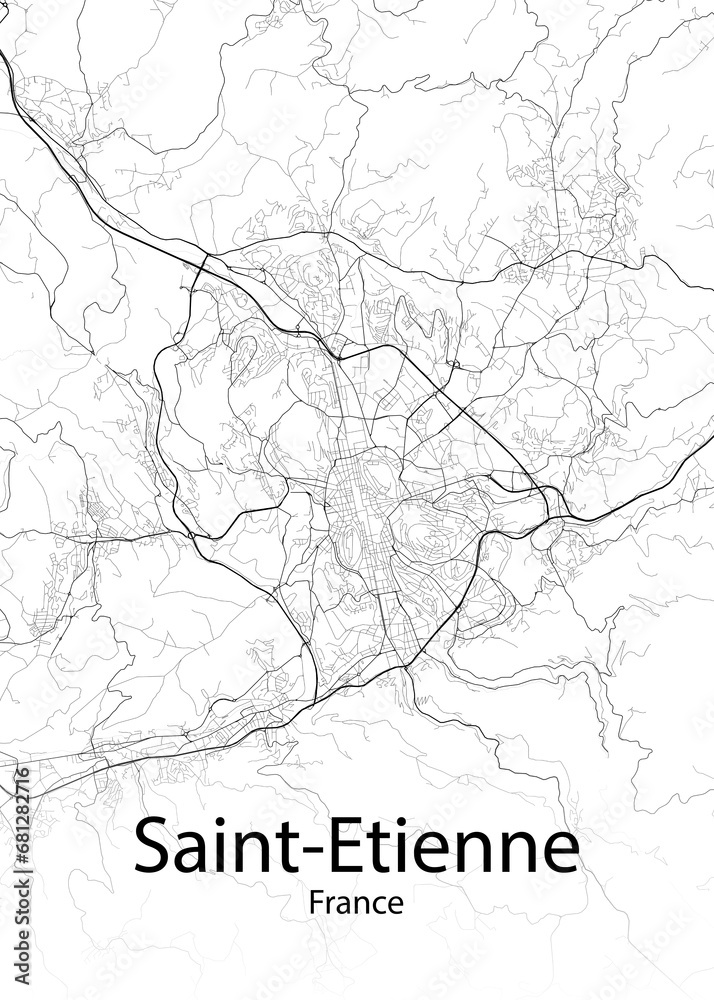 Saint-Etienne France minimalist map