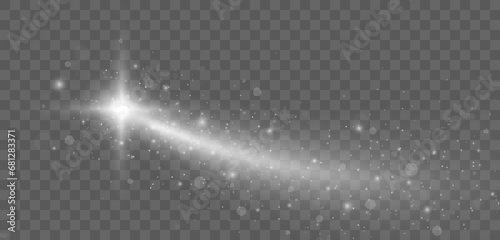 Magic light trail of glittering comet tail.