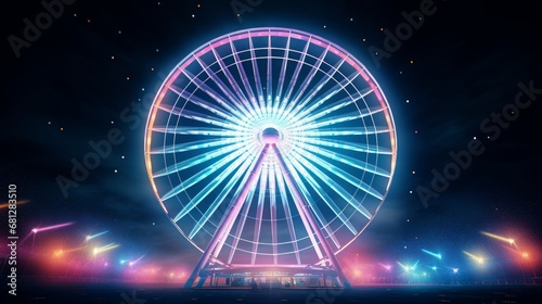 animation of a Ferris wheel revolving at a night fair AI generated illustration