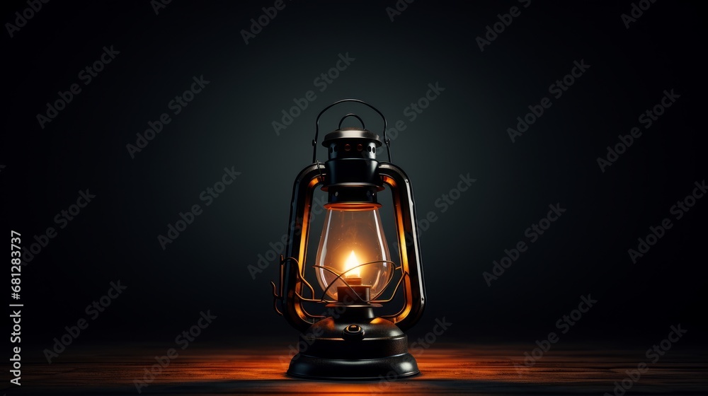old style lantern flickering in the darkness contrasted with white background  AI generated illustration