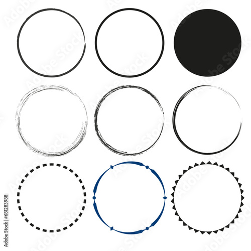 Circle frame set. Round frame set. Vector illustration. EPS 10.