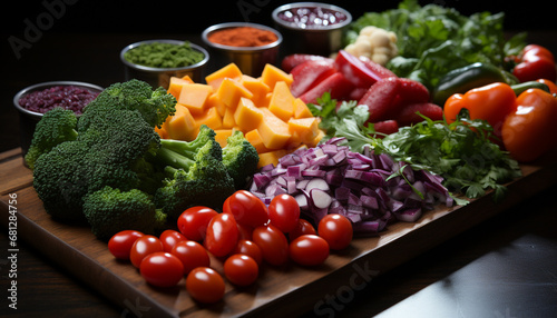 Freshness on table healthy salad  vegetarian meal  organic ingredients generated by AI