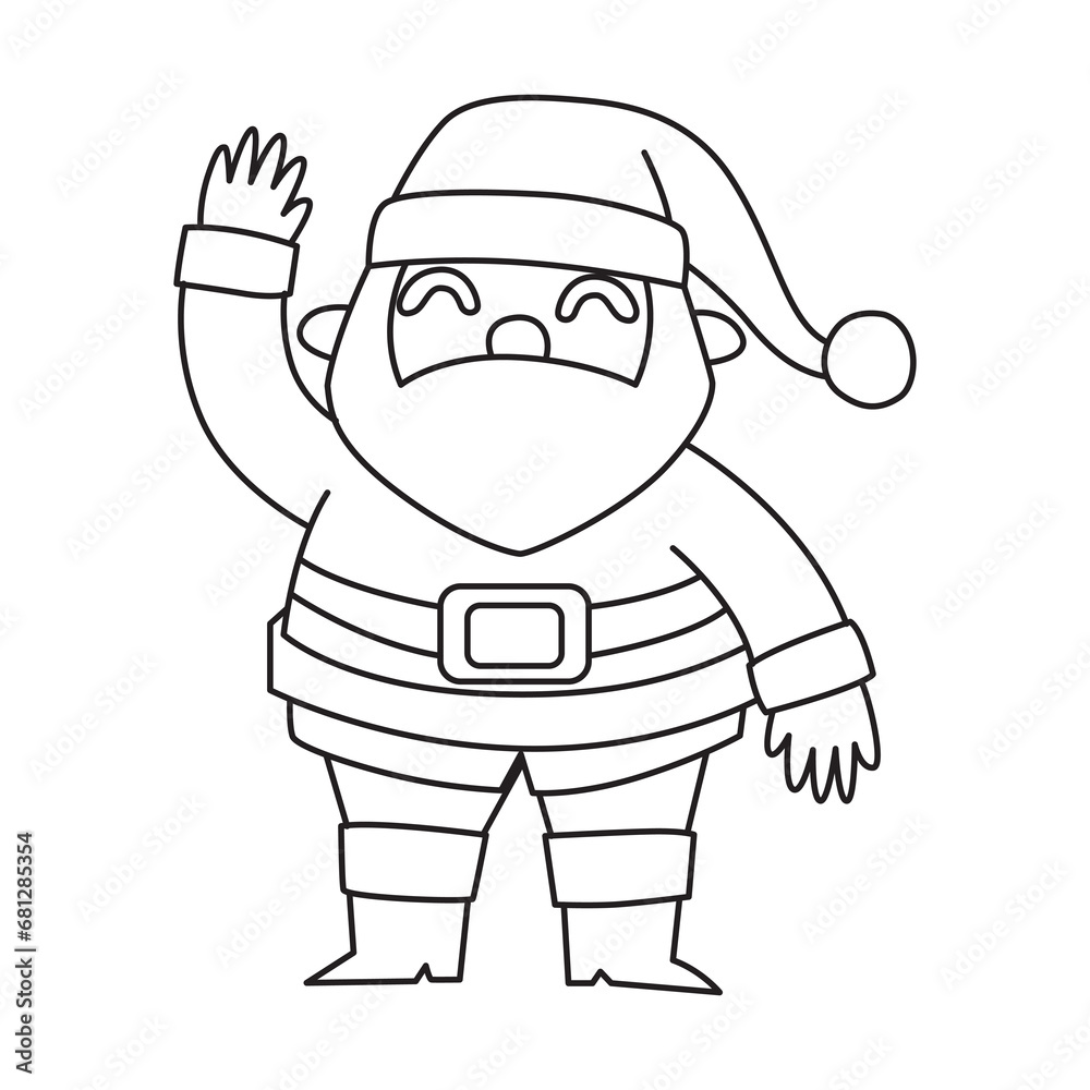 Santa Claus outline with transparent background, suitable for icon, sticker, coloring book and graphic design element