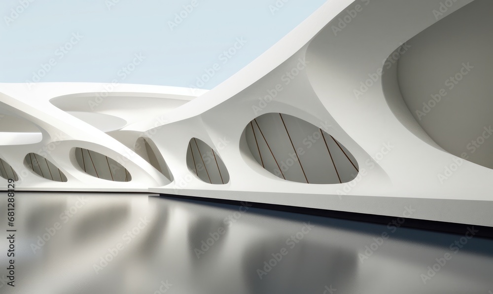 Naklejka premium Abstract architecture background. Modern architecture. Futuristic architecture.