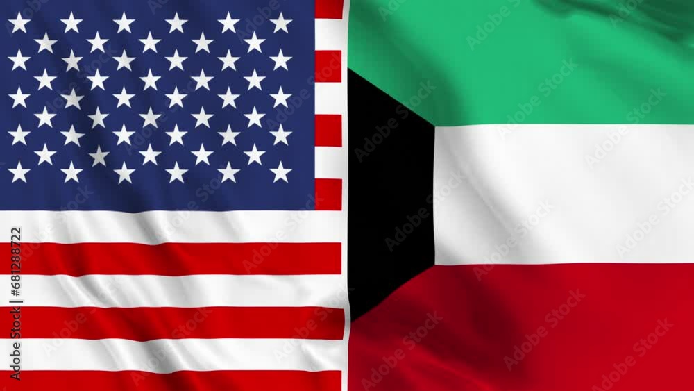 USA and Kuwait Flag Loop USA and Kuwait Flag Loop