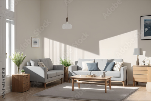 Cozy and modern interior of the living room. Generative AI © 수경 송