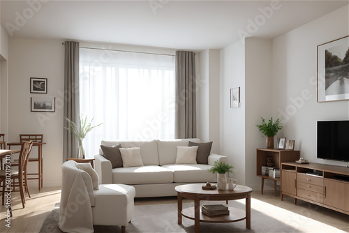 Cozy and modern interior of the living room. Generative AI © 수경 송