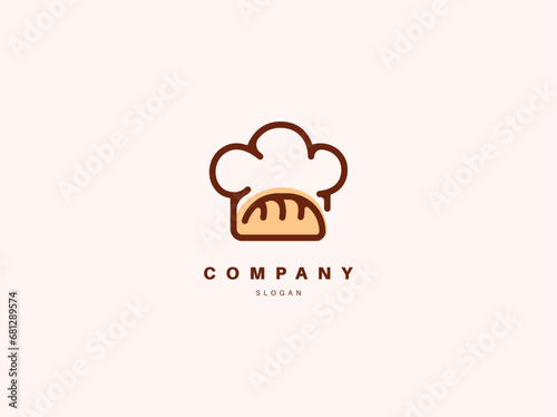 Abstract creative logo chef's hat and bread icon