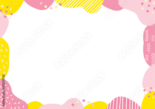 POPでたのしい幾何学模様の水彩フレーム