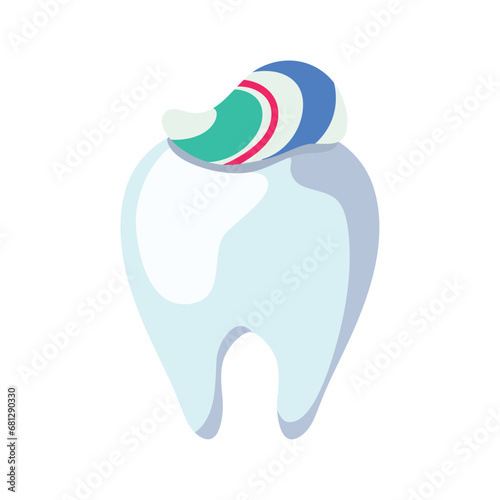 tooth with toothpaste