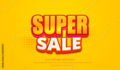 Super Sale Editable Text Effect , Bright Color Flash Sale Text Mockup - Editable Vector 3D Text