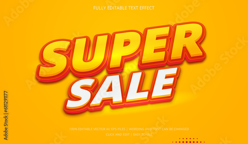 Super Sale Editable Text Effect, Bright color flash sale text mockup, 3d editable illustrator text effect photo