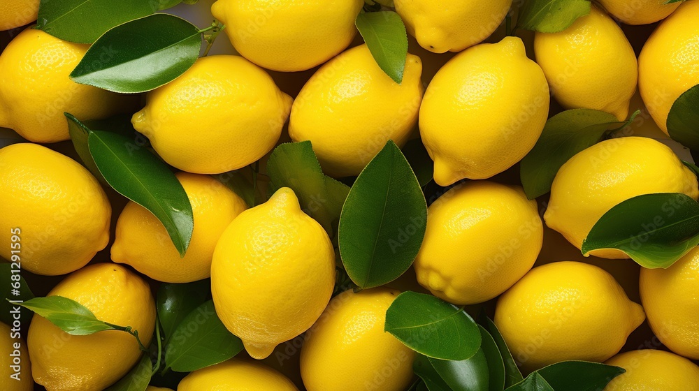 Top-view angle background of lemon fruits.