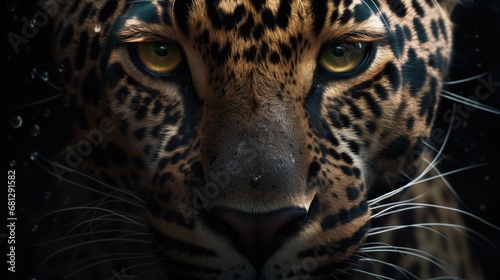 a horizontal close-up of a Jaguar in a Wildlife-themed, realistic illustration in JPG.  Generative ai © Purple Penguin GFX