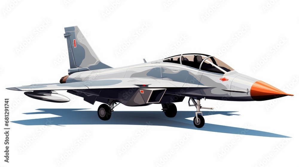 realistic depiction of a military fighter jet sleek and metallic isolated on a white background AI generated illustration realistic depiction of a military fighter jet sleek and metallic isolated on a white background AI generated illustration
