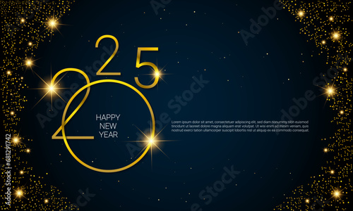 2025 Happy New Year Vector Background.