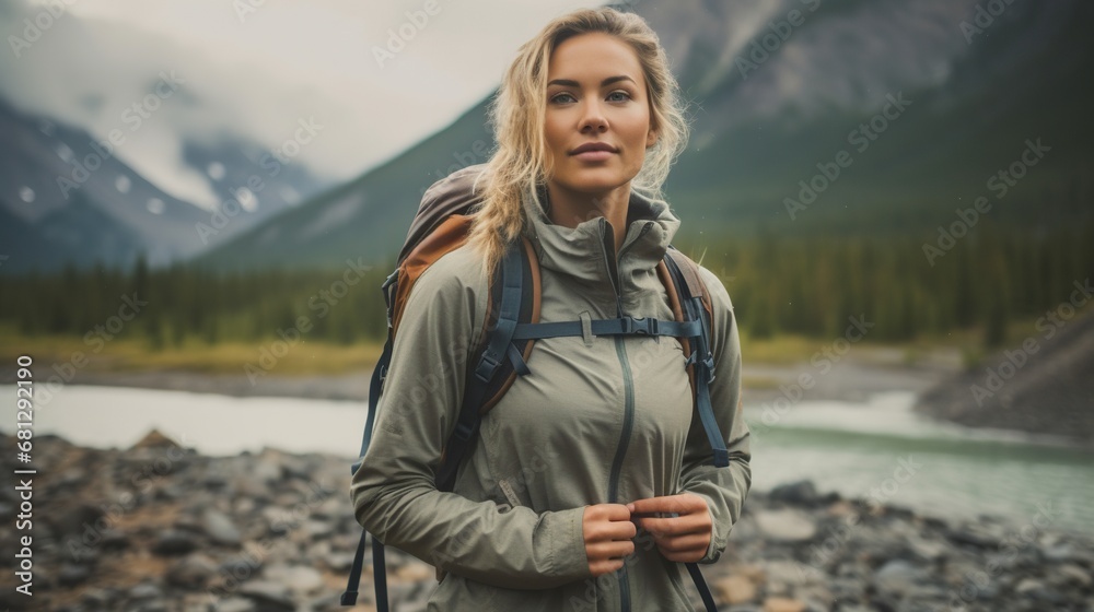 Portrait of a beautiful hiker woman 