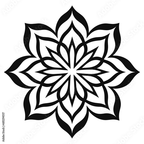 Decorative Circular Mandala vector isolated on a white background, abstract outline floral mandala
