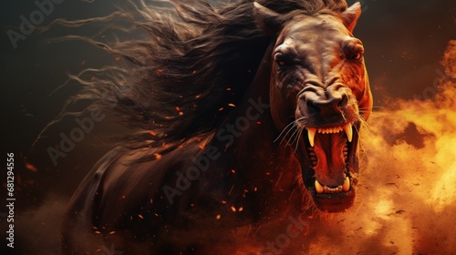 angry monster horse background wallpaper AI generated image © anis rohayati