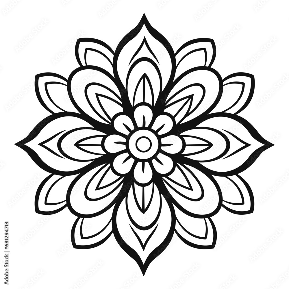 Doodle Flower Mandala vector isolated on a white background, abstract outline mandala icon Doodle Flower Mandala vector isolated on a white background, abstract outline mandala icon