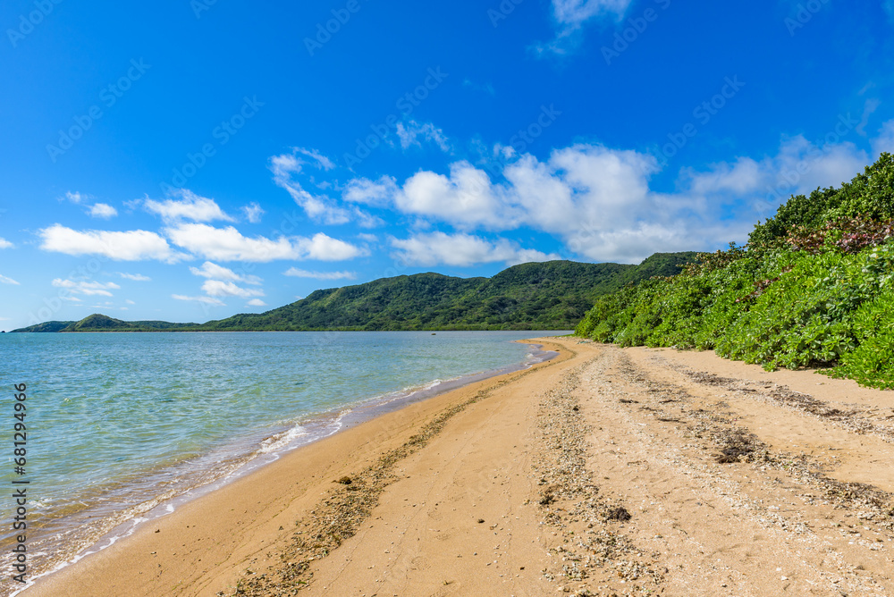 Beautiful clear water beach on Yufu Island in Okinawa Prefecture, Japan