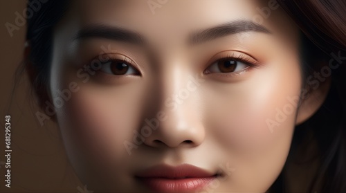 close up Portrait of beautiful japanese women white background