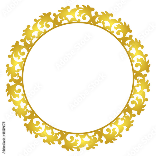 Gold round border frame vector 