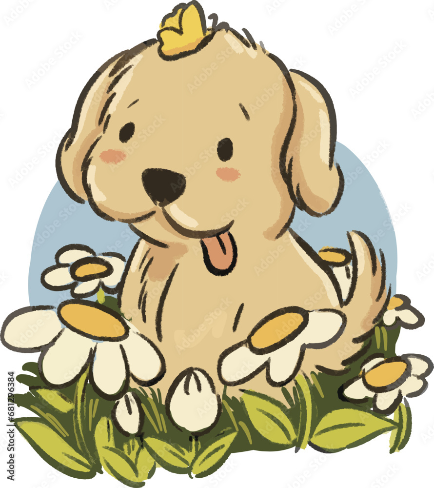 Fototapeta premium dog and flowers