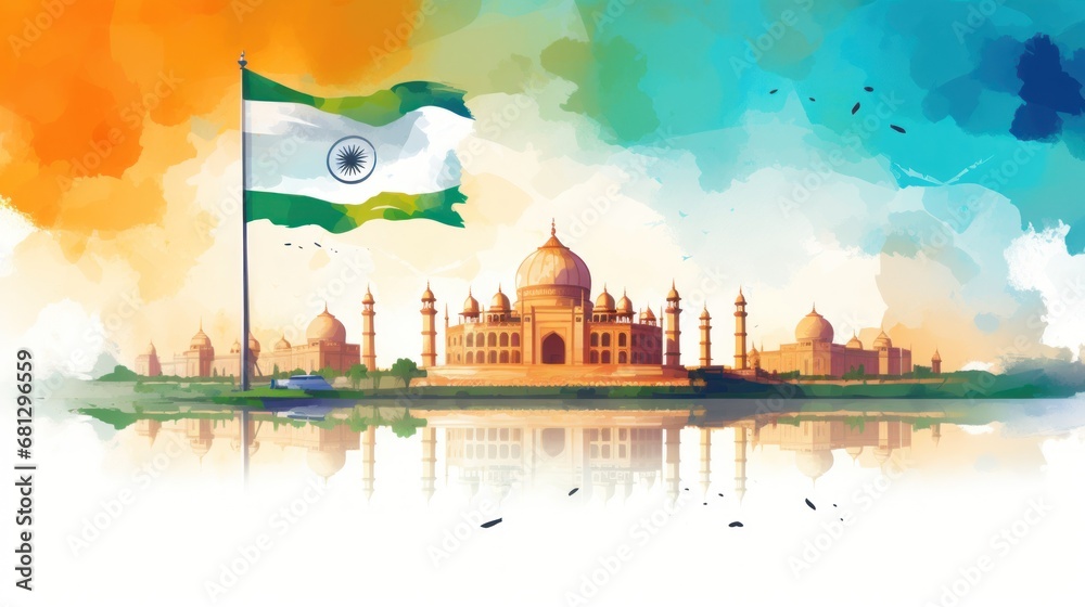 india republic day background wallpaper AI generated image - obrazy, fototapety, plakaty 