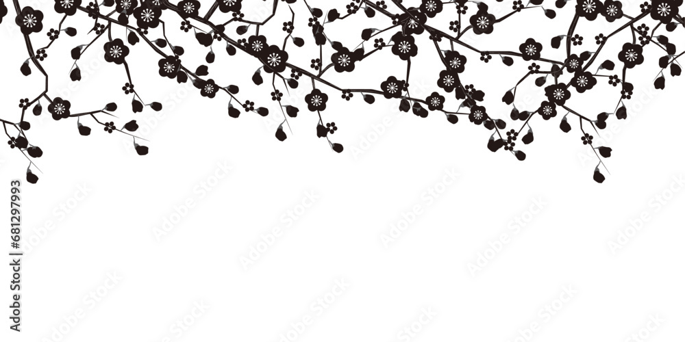 Naklejka premium 梅 和柄 春 背景