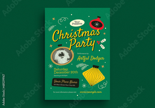 Retro Mid Century Christmas Party Event Flyer (ID: 681299167)