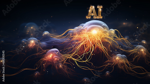 artificial intelligence ai neural connections abstract poster scientific topics, combining live and computer technologies