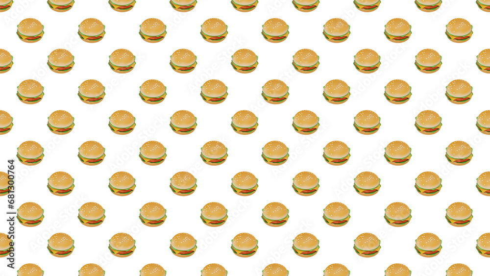 Burger Seamless Pattern - Isometric View Burger Seamless Pattern - Isometric View