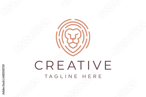 Fingerprint lion logo premium vector