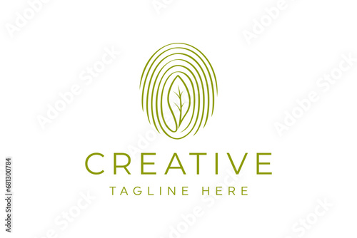 Fingerprint scan set with leaf symbol