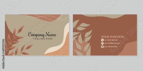business card template with hand drawn floral pattern. landscape orientation for invite design, prestigious gift card, voucher or luxury name card