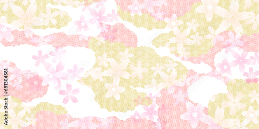 Fototapeta premium 桜 春 水彩 背景