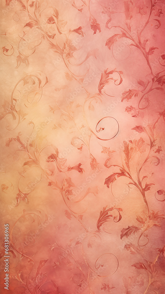 Fototapeta premium vertical background scarlet abstract red vintage background with light floral natural ornament, canvas, wall