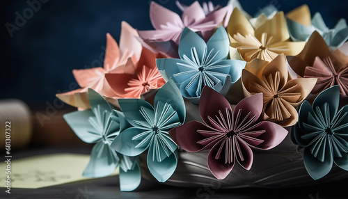 Abstract origami flower collection, a celebration of creativity and elegance generated by AI