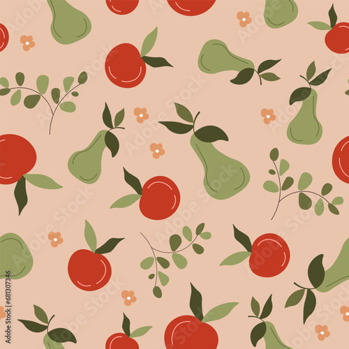 Agriculture growing fruits and herbs, pattern