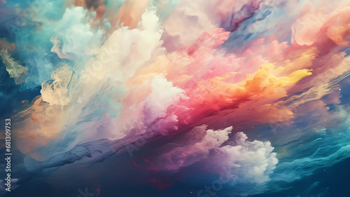 multicolored clouds of paint wet watercolor  abstract background spectrum mixing colors creativity idea concept
